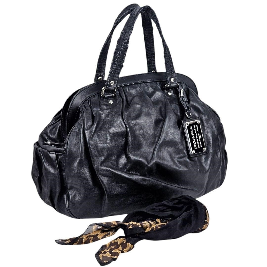 Dolce & Gabbana D&G Tote Bag Handbag Leather Black Used