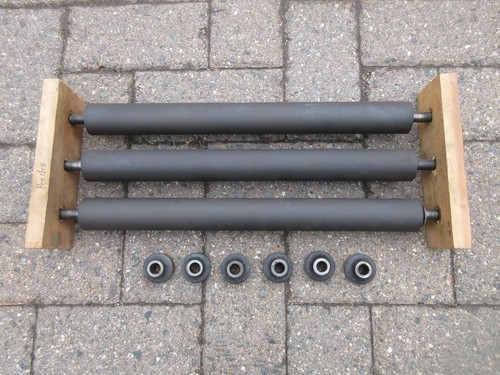 Letterpress Rollers - For Peerless Printing Press - Set of 3 w/ Trucks      K40 - Picture 1 of 7
