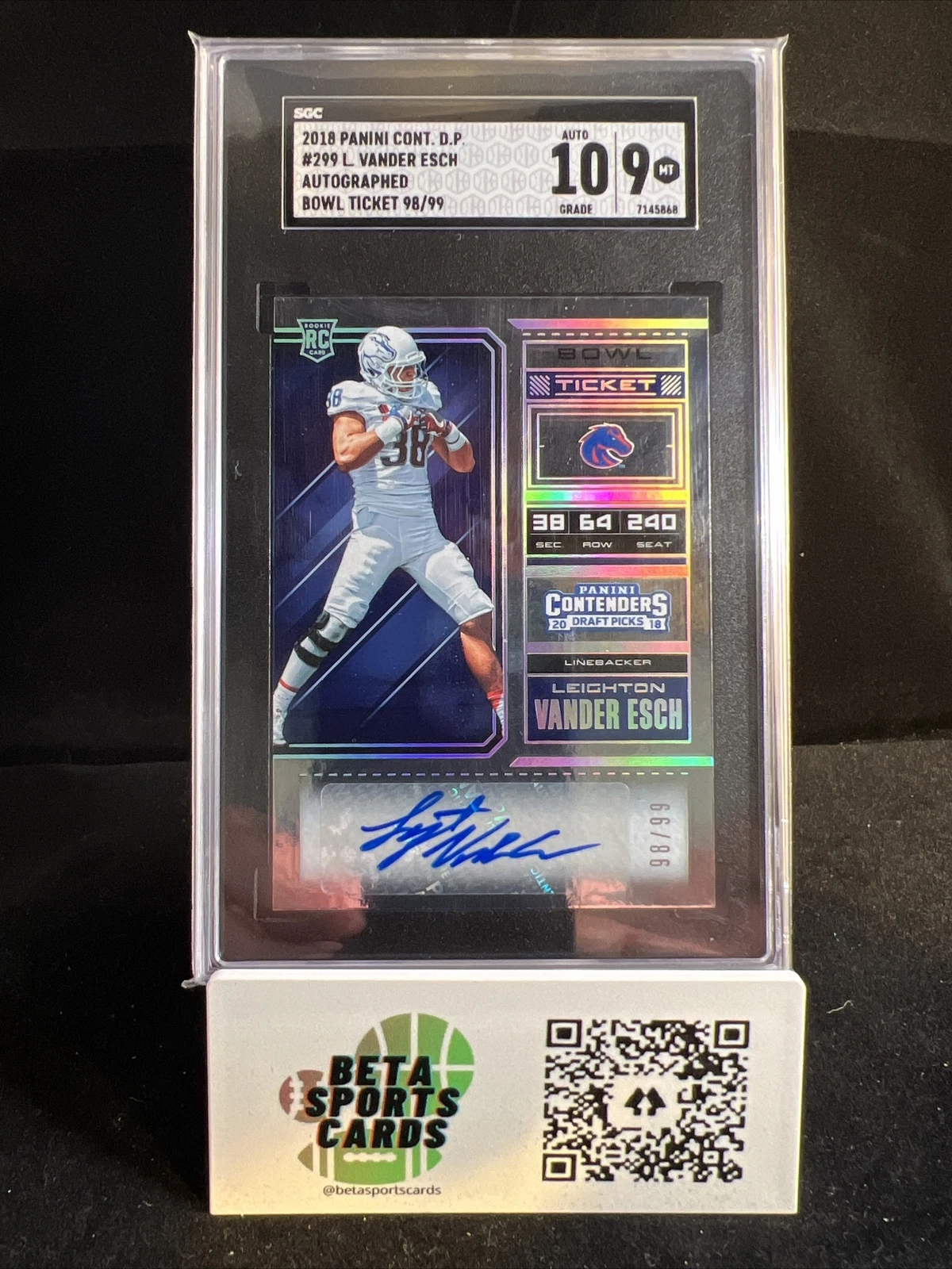 Leighton Vander Esch Panini Contenders Draft Picks #299 Autograph-Bowl Ticket
