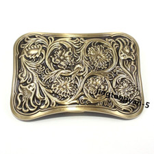 Solid Brass Flower Belt Buckle Men's Pin Belt Buckles Fits For 1.5 inches Belt