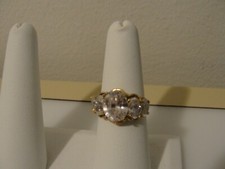 Sterling silver ring w/ 5 CZ's goldwash color PAJ 925 size 7 vermeil