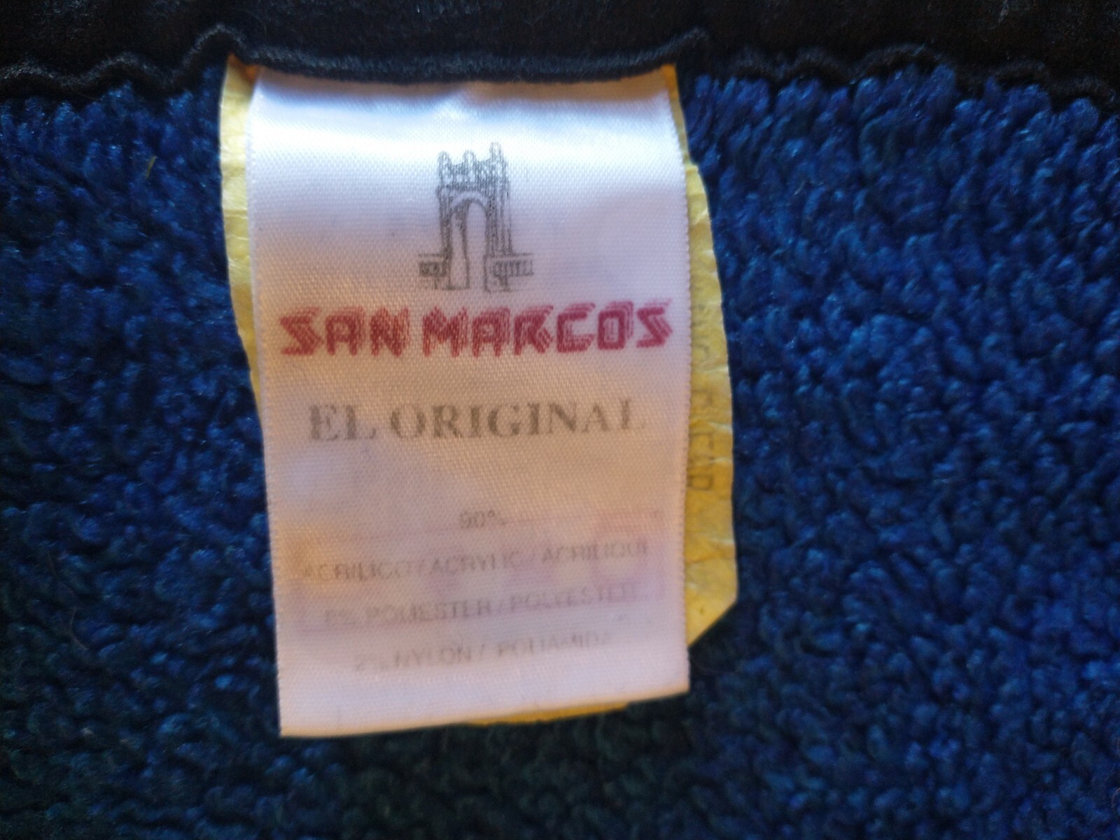Vintage San Marcos Lion Reversible Blanket Cobija Sz 90x80 Blue Made In