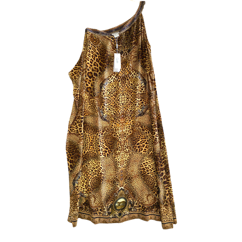 NEW $650 CAMILLA LADY LODGE ONE SHOULDER KAFTAN W/ NECKBAND SILK CRYSTALS L / XL - Photo 6/8