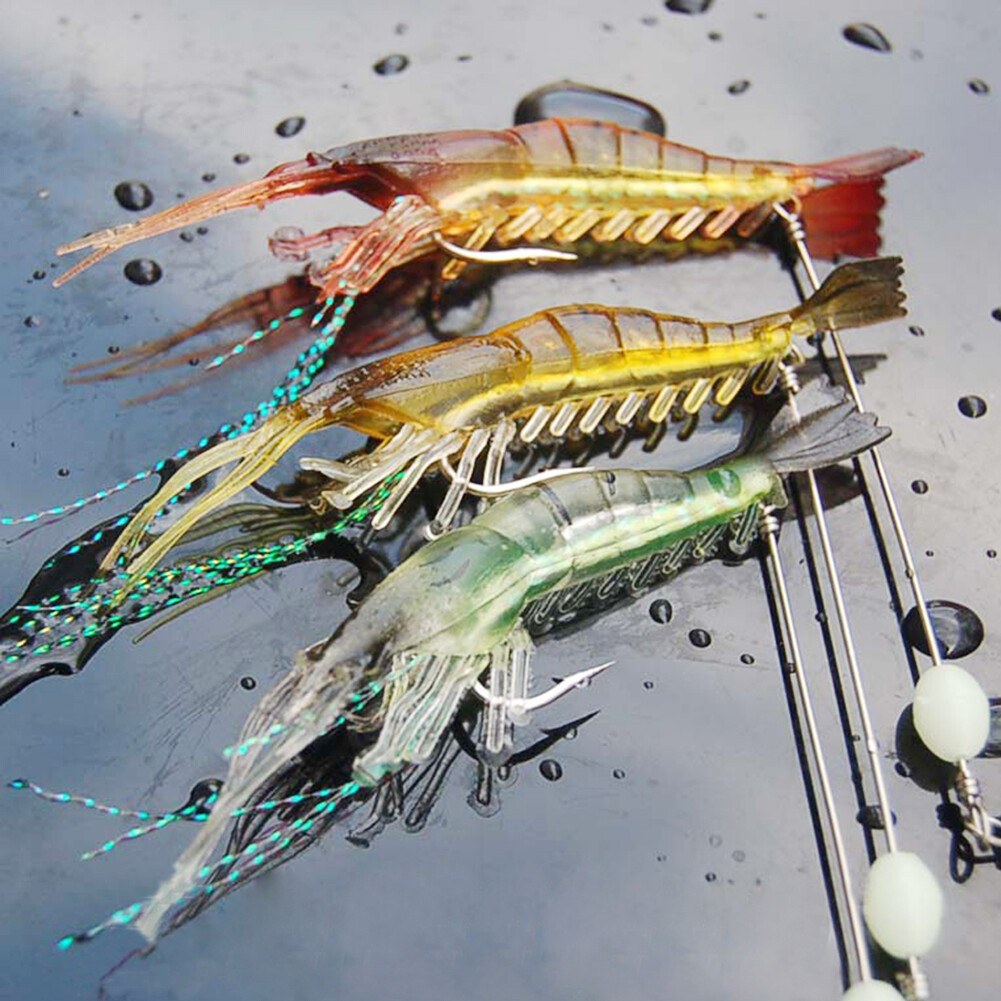 6G 3PCS Luminous Soft Lures Artificial Shrimp Hooks Fishing Baits eBay