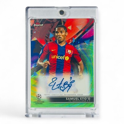 Samuel Eto o /99 Auto FC Barcelona Topps Finest UCL 2021/2022 Autograph No PSA
