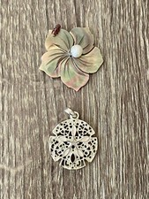 Lot of 2 Handmade Beach Ocean Sea Flower Pendant Charms for Necklace, Bracelet