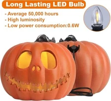 Halloween Waterproof Lighted Pumpkin Jack O Lantern For Porch Front Door Indoor