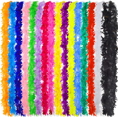 16 Pieces Boas for Party Bulk 6.6 Ft Feather Boas for Adults Mardi Gras Costume