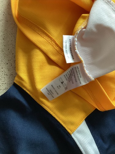 Rare Nike Kids Embroidered Nike Air Logo Tee Shirt Navy~ White ~Yellow Size 4 - Picture 6 of 7