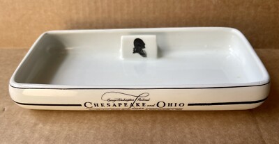 1930er C&O RAILROAD WASHINGTON SILHOUETTE RESTAURANTWARE STREICHHOLZSTÄNDER ASCHENBECHER #2