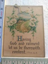 Postcard Having food and raiment let us be therewith content 1 Timothy 6:8