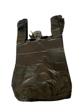 Bags 1/10  Small  8 x 4 x 15  BlackT-Shirt Plastic Grocery Shopping Bags