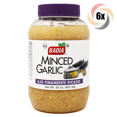 6x Jars Badia Minced Garlic In Water | 32oz | Gluten Free & Sodium Free