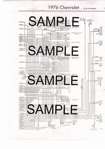 1976 CHEVROLET TRUCK 1/2 3/4 1 TON 2&4WD "C" "K" MODELS 76 WIRING CHART