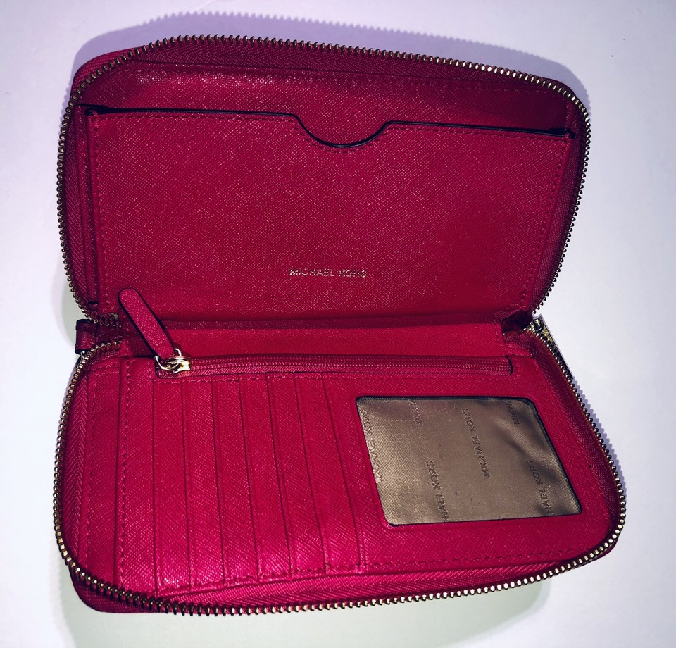 Michael Kors Jet Set Travel Phone Case Wallet Wristlet Hot Pink eBay