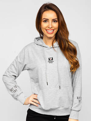 Kapuzenpullover Sweatshirt Pulli Sport Aufdruck Motiv Print Damen BOLF Kapuze