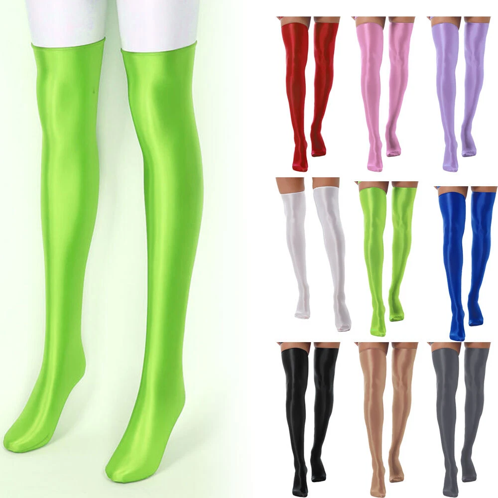 Women Oil Glossy Pantyhose Non Slip Stockings Clubwear Ultra Thin Socks  Thigh