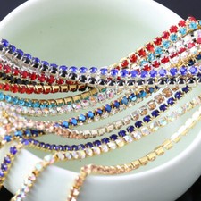 2.1 Yards Bling Crystal Rhinestone Chain Trim Sewing Craft DIY Decor Chic Multi