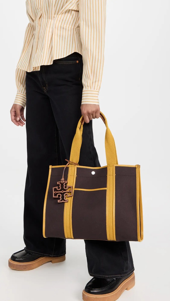 TORY BURCH Twill トリートートDark Mahogany Tory Burch Twill Tory Canvas Tote ~NWT~ Dark Mahogany | eBay