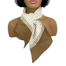 Vintage Paoli Scarf 45" x 6" Brown Geometric Chain Links Pointed Ends Italy