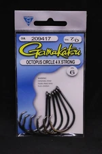 Gamakatsu Octopus Hooks Circle 4X Strong Straight Eye - Size 7/0 - Pack of 6
