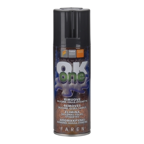 OK ONE spray SCIOGLI TUTTO RIMUOVI SILICONE RESINE E STACCA ETICHETTE  FAREN