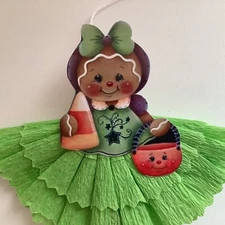 Paper doll Halloween feather tree ornaments gingerbread gift tags item# HE