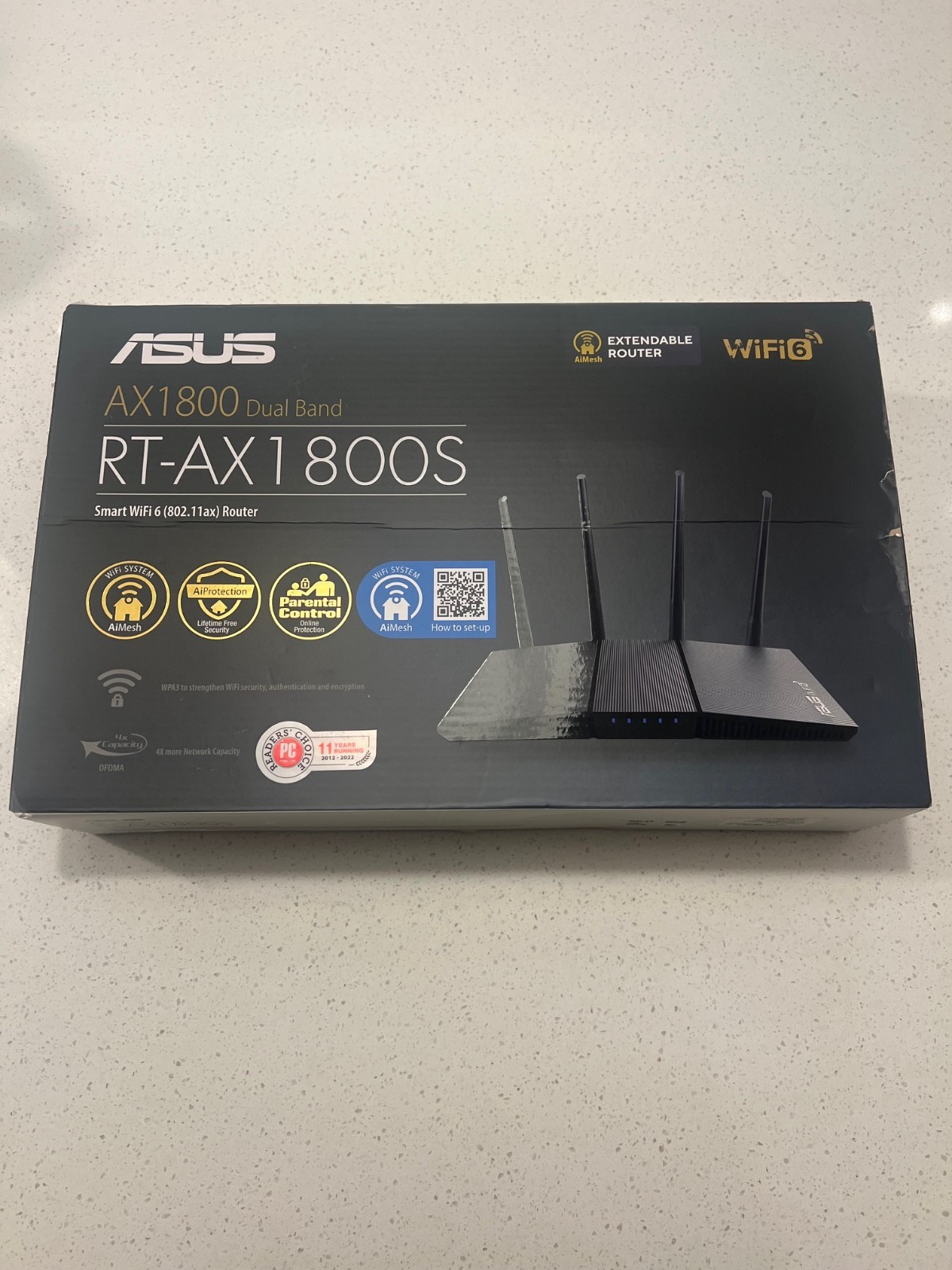 ASUS RT AX1800S Dual Band WiFi 6 Router - Black Brand New