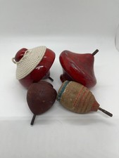 4 Wood Spin Tops Toys. Big and small lot