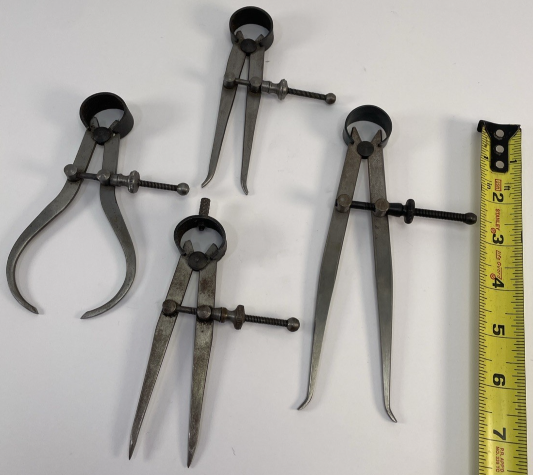 Machinist Spring caliper inside outside divider set of 4 Pieces Vintage ...