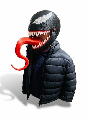 Hochdetaillierter 3D-gedruckter Venom Helm / Maske mit beweglichem Kiefer - mehrfarbig