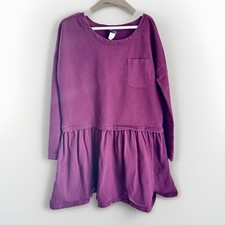 Tea Collection Girls Drop Waist Dress Size 5 Purple Long Sleeve Casual Play