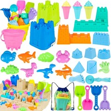Beach Toys for Kids Toddlers, Sand Castle Toys with 4 Sand Bucket and Shovels...