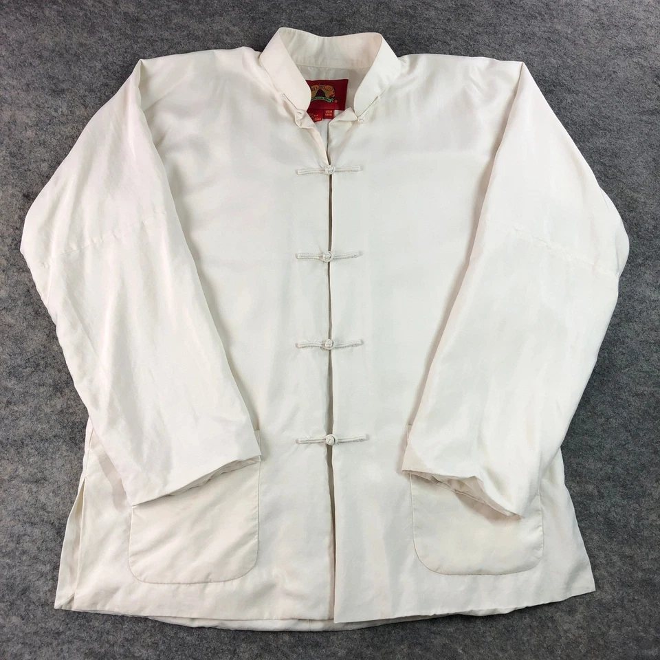 Shanghai Tang Silk Jacket Beige Size US 14 Asian Style Chinese Knot - Image 2 of 4