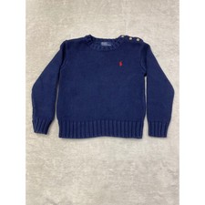 Polo Ralph Lauren Kids Navy Blue Cotton Sweater Size 5 Embroidered Pony