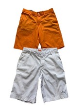 Puma Golf Shorts Boys Sz L Drycell Performance White Orange Lot of 2 NICE