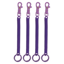 4pcs Retractable Coil Springs Keychain with Lobster Clasp Keyring Dark Purple