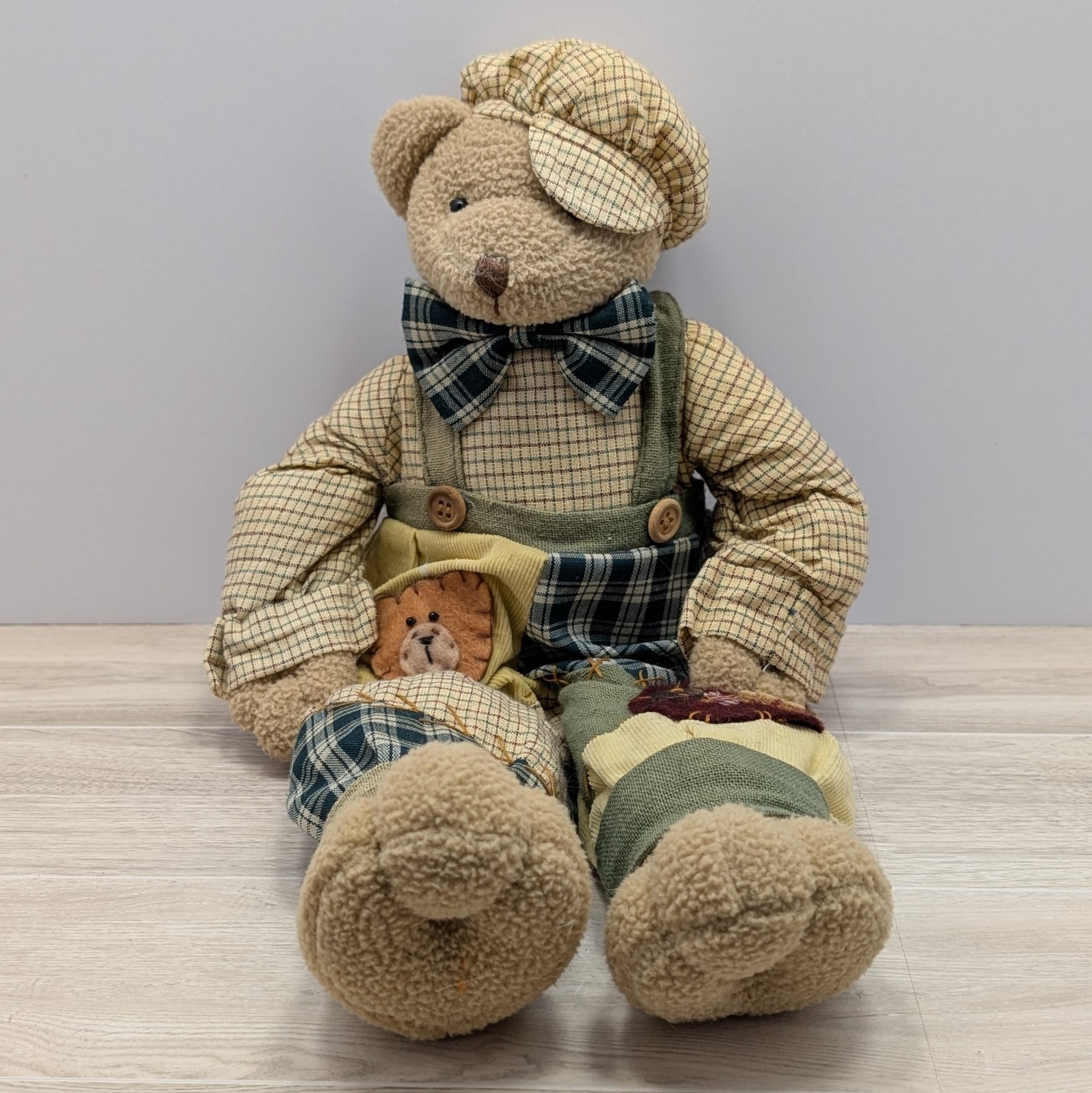Dan Dee Shelf Sitter Weighted Country Bear Overalls Fall Teddy Bear Decoration