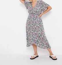 SIMPLY BE LADIES FLORAL PRINT CRINKLE WRAP MIDI DRESS SIZE 12 (ref 301)