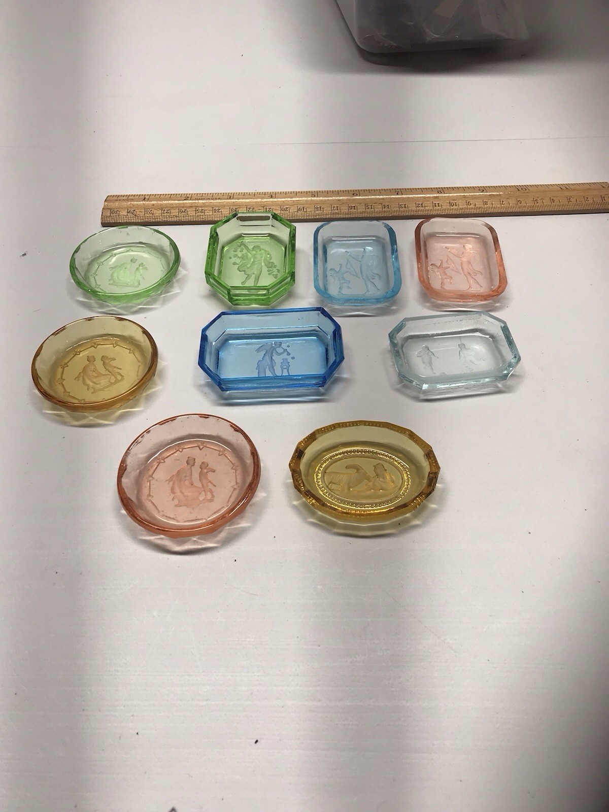 9 Czechoslovakian Intaglio Salt Cellars