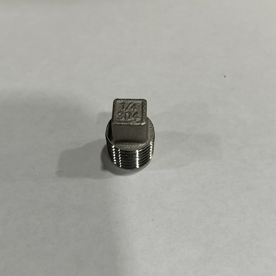 1/4” Threaded NPT Stainless Steel Square Head Plug Industrial Fitting LOT Of 5 - Image 2 of 4