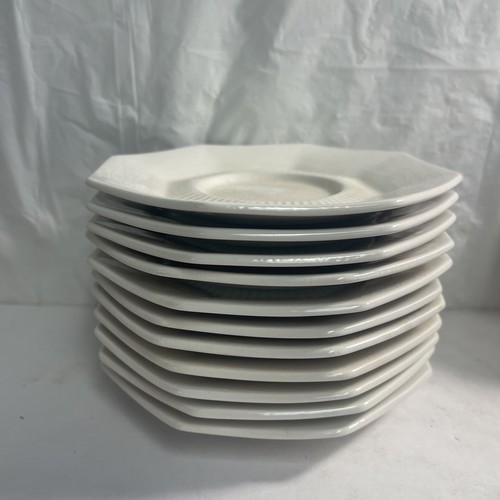 Set Of 11 White Octagon Independence Ironstone Castleton Japan Cups & Saucers 6” - Picture 2 of 15