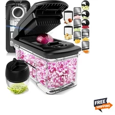 All-in-1 Vegetable Chopper and Mandoline Slicer for Kitchen - Cheese Grater, ...