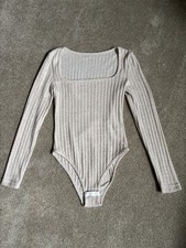 SHEIN cream ribbed bodysuit