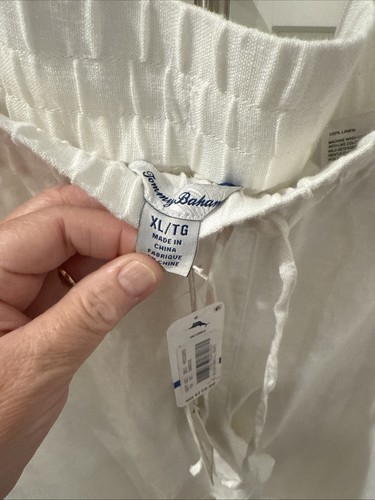 Tommy Bahama Women's Linen Pants White XL 100% Linen Brand New With Tags! - Picture 2 of 6