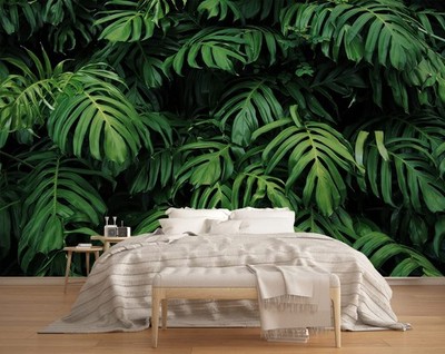 Tropical Monstera Wallpaper Banana Leaf Wall Mural Wallpaper for Living Room ...