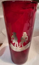 Antique Ruby Red Glass Silver Overlay Cocktail Shaker Governor Of NC To SC