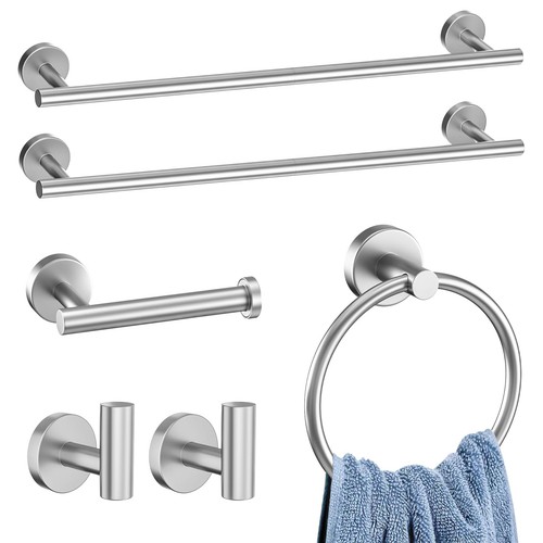 allen + roth 3-Piece Jordon Brushed Nickel Decorative Bathroom Hardware Set with Towel Bar,Toilet Paper Holder and Towel Ring FSI657-18TPTRBNIC at allen + roth 3-Piece Jordon Brushed Nickel Decorative Bathroom Hardware Set with Towel Bar,Toilet Paper Holder and Towel Ring FSI657-18TPTRBNIC at