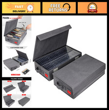 Dust-Proof Cassette Tape Storage Box - 2-Pack Audio Holder for 96 Tapes, Grey