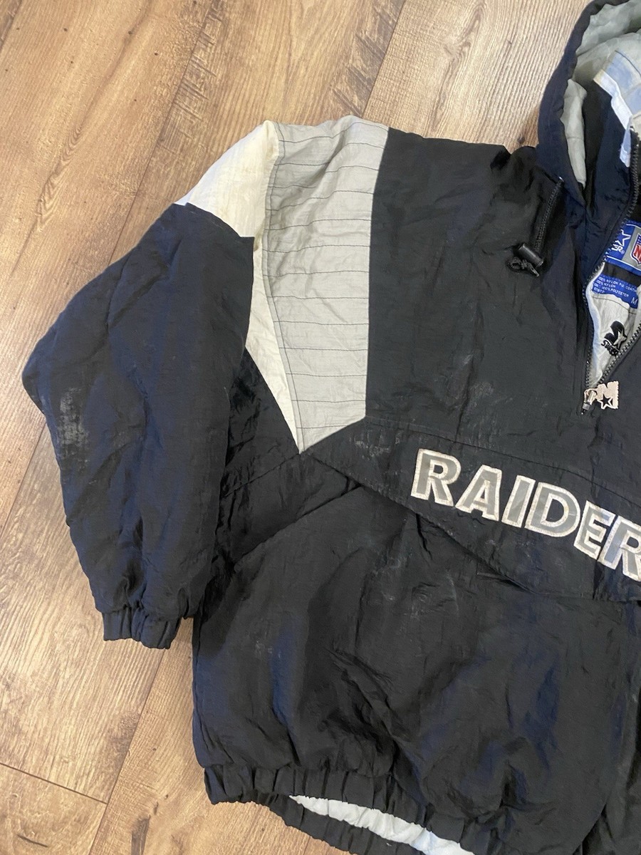 Vintage Starter NFL Oakland Raiders Jacket Quarter 1/4 Zip Hooded